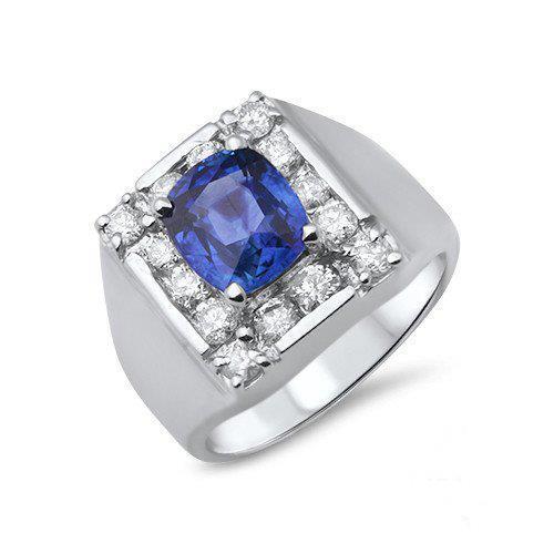 1.60 Ct Sri Lankan Sapphire Diamond Ring 14K White Gold - Gemstone Ring-harrychadent.ca