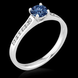 1.65 Ct Round Blue Diamond Engagement Ring Gemstone