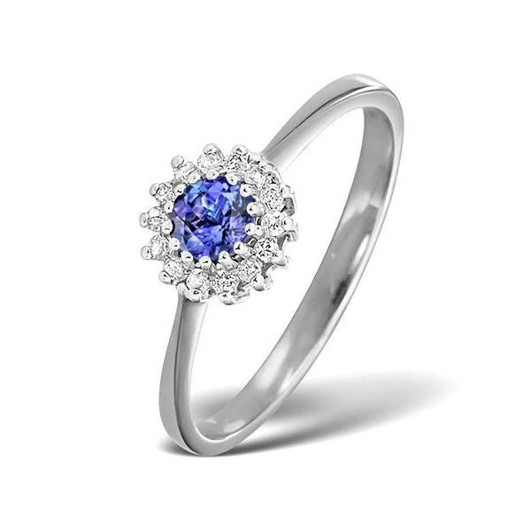 1.65 Ct Tanzanite And Diamond Flower Style Wedding Ring White Gold 14K - Gemstone Ring-harrychadent.ca
