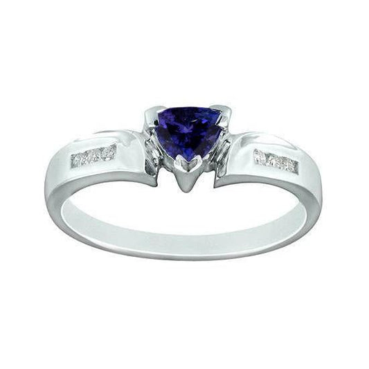 1.75 Carats Trillion AAA Tanzanite Diamonds Fancy Ring White Gold 14K - Gemstone Ring-harrychadent.ca