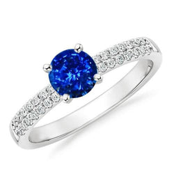 1.75 Ct Sapphire And Diamond Wedding Ring 14K White Gold