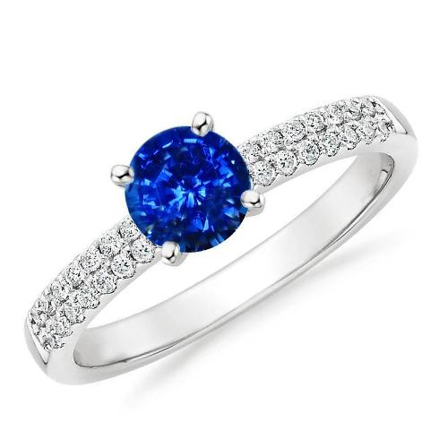 1.75 Ct Sapphire And Diamond Wedding Ring 14K White Gold - Gemstone Ring-harrychadent.ca