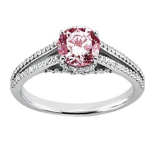 1.76 Carats Round Pink Sapphire Center Anniversary Gemstone Ring - Gemstone Ring-harrychadent.ca