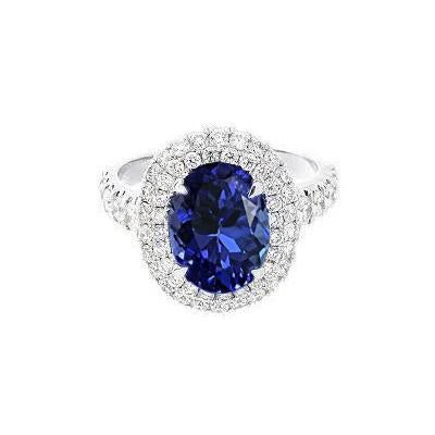 1.85 Carats Oval Cut Tanzanite And Diamond Wedding Ring White Gold 14K - Gemstone Ring-harrychadent.ca