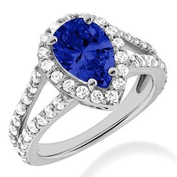 1.85 Ct Blue Pear Cut Tanzanite With Diamonds Ring White Gold - Gemstone Ring-harrychadent.ca