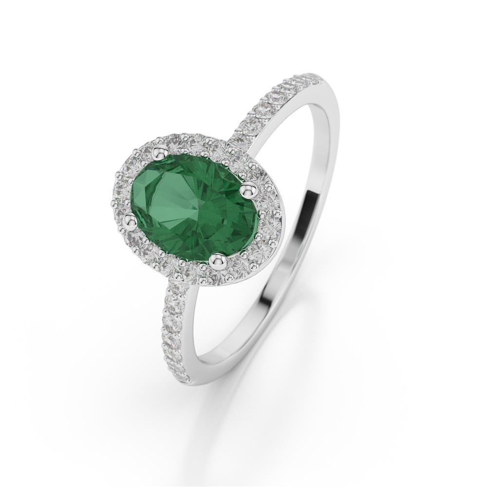 1.85 Ct Oval Cut Green Emerald With Diamond Wedding Ring - Gemstone Ring-harrychadent.ca