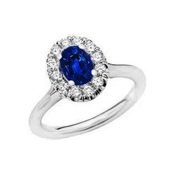 1.85 Ct Oval Round Cut Sri Lanka Sapphire Natural Earth Mined Diamond Ring
