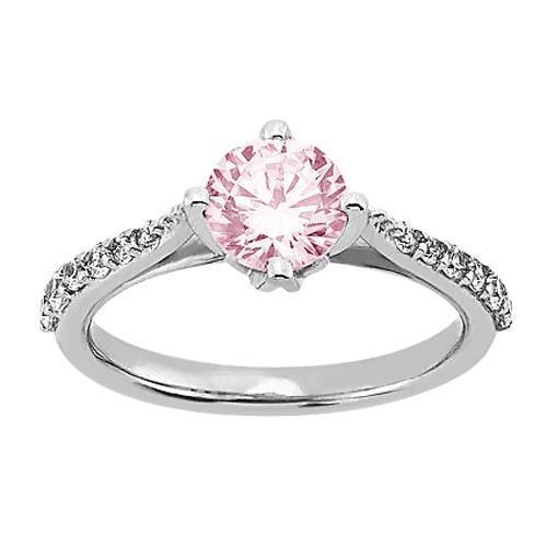 1.91 Carat Round Pink Sapphire White Wedding Ring Gemstone - Gemstone Ring-harrychadent.ca