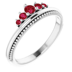 1 Carat Five Stone Ring Ruby White Gold 14K