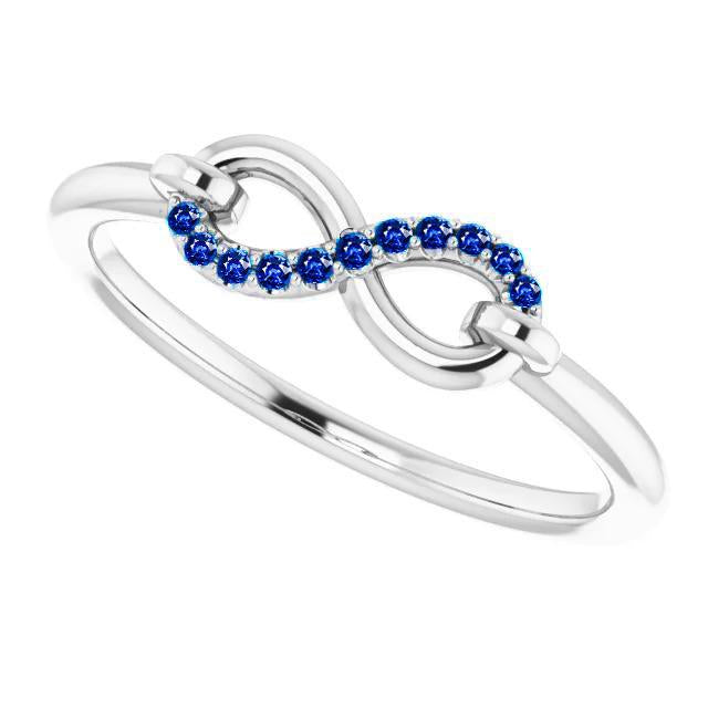 1 Carat Infinity Ring Round Sapphire Stones White Gold 14K - Gemstone Ring-harrychadent.ca