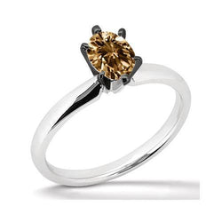 1 Carat Oval Champagne Natural Earth Mined Diamond Wedding Ring Gemstone