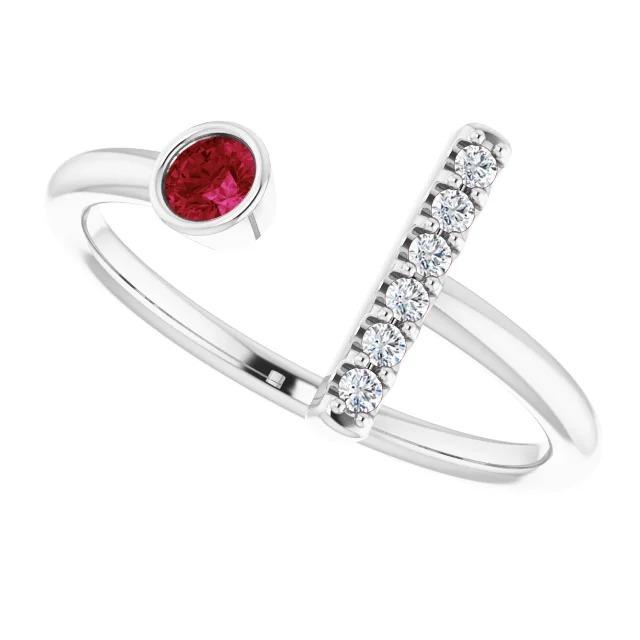 1 Carat Promise Ring Diamond & Ruby Bezel Set White Gold - Gemstone Ring-harrychadent.ca