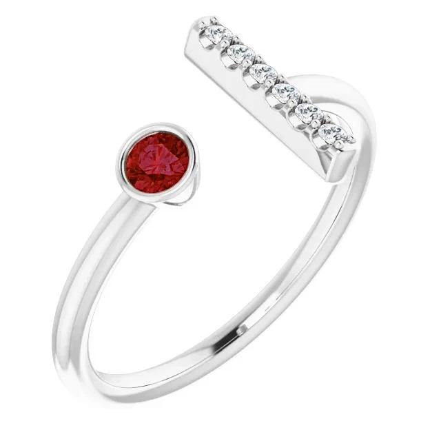 1 Carat Promise Ring Diamond & Ruby Bezel Set White Gold - Gemstone Ring-harrychadent.ca