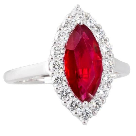 10.50 Carats Diamond With Red Ruby Gemstone Ring White Gold 14K - Gemstone Ring-harrychadent.ca