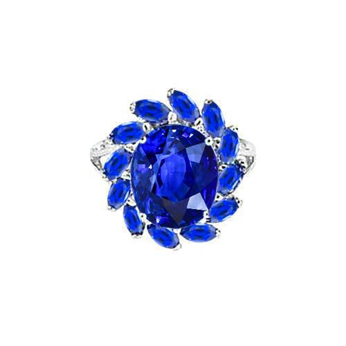 10.50 Carats Oval And Marquise Sri Lankan Sapphire Ring White Gold 14K - Gemstone Ring-harrychadent.ca