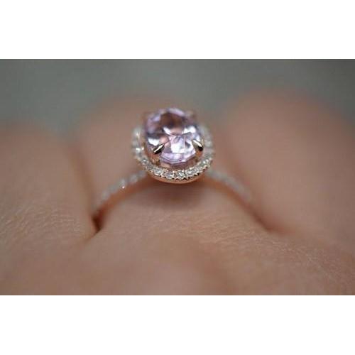 10.50 Carats Pink Kunzite Ring Solid White Gold Jewelry - Gemstone Ring-harrychadent.ca