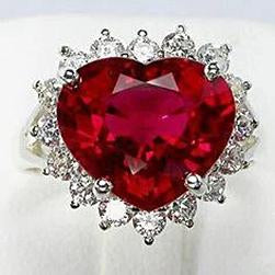 10.75 Carats Heart Shaped Red Aaa Ruby With Diamond Ring - Gemstone Ring-harrychadent.ca
