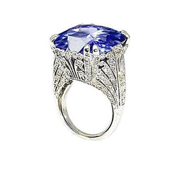 11.50 Carats Cushion Sri Lanka Sapphire Round Natural Earth Mined Diamond White Gold Ring