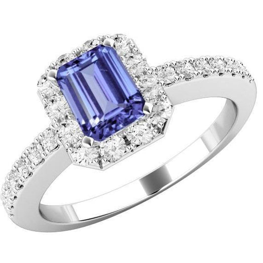 11.75 Ct Tanzanite And Diamonds Ring New White Gold 14K - Gemstone Ring-harrychadent.ca
