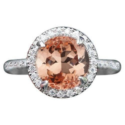 12.85 Ct Brilliant Cut Morganite And Natural Earth Mined Diamonds Anniversary Ring Gold