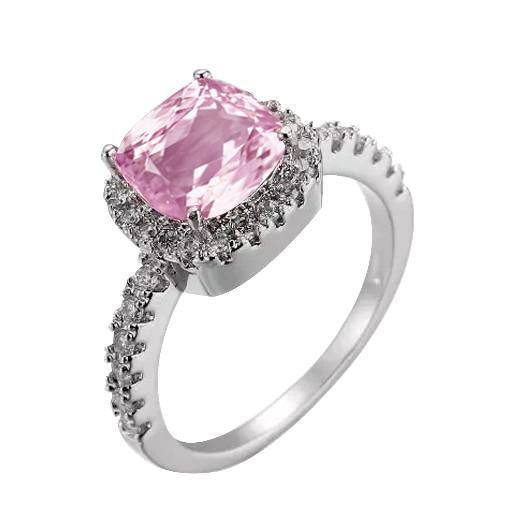 12.90 Carats Pink Kunzite And Diamonds Anniversary Ring Gold White - Gemstone Ring-harrychadent.ca