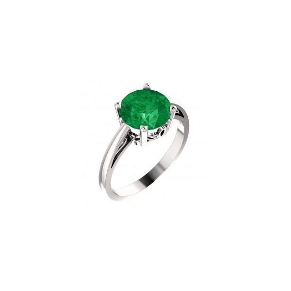 12 Ct Round Cut Green Emerald Ring 14K White Gold - Gemstone Ring-harrychadent.ca