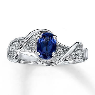 14K White Gold Ceylon Sapphire With Diamond Wedding Ring 1.25 Ct - Gemstone Ring-harrychadent.ca
