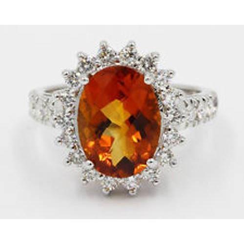 14K White Gold Madeira Citrine And Diamond Ring 22.50 Carats Jewelry - Gemstone Ring-harrychadent.ca