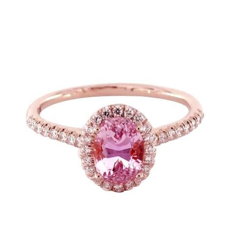 15.80 Carats Prong Set Pink Kunzite And Diamonds Ring Rose Gold 14K - Gemstone Ring-harrychadent.ca