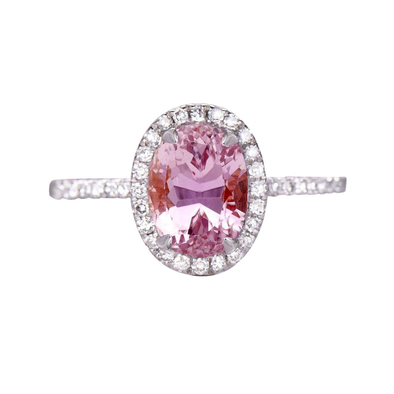 16.40 Ct Prong Set Kunzite With Diamonds Wedding Ring Gold White 14K - Gemstone Ring-harrychadent.ca