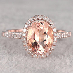 17.15 Ct Morganite And Natural Earth Mined Diamonds Anniversary Ring 14K Rose Gold