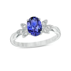 2.05 Carats Tanzanite And Diamond Ring White Gold 14K