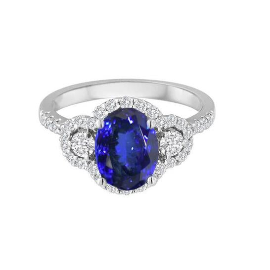 2.1 Carats Tanzanite And Diamonds Ring 14K Gold White New - Gemstone Ring-harrychadent.ca