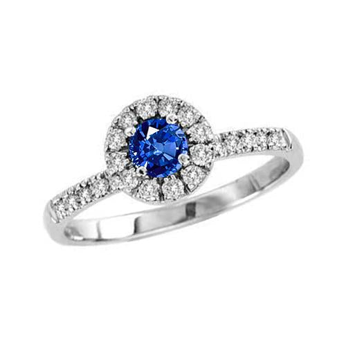 2.10 Carats Sri Lanka Sapphire And Diamond Ring White Gold 14K - Gemstone Ring-harrychadent.ca