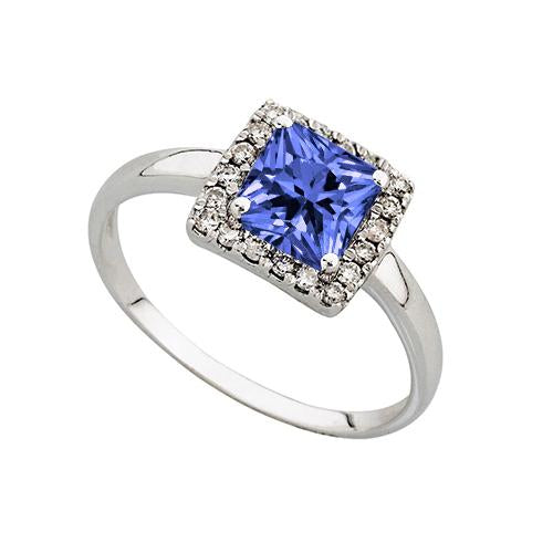 2.15 Carats Prong Set Tanzanite & Diamond Wedding Ring White Gold 14K - Gemstone Ring-harrychadent.ca