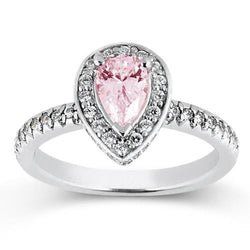 2.20 Carats Pear Pink Sapphire Round Diamond Engagement Ring