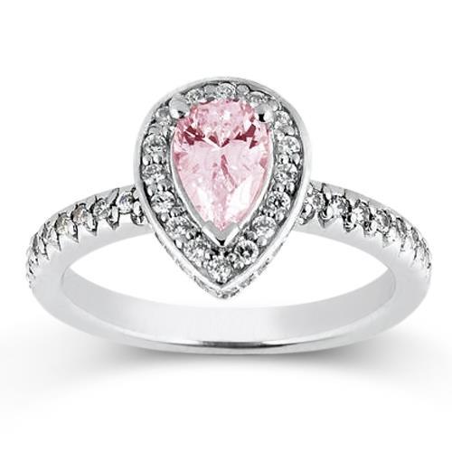 2.20 Carats Pear Pink Sapphire Round Diamond Engagement Ring - Gemstone Ring-harrychadent.ca
