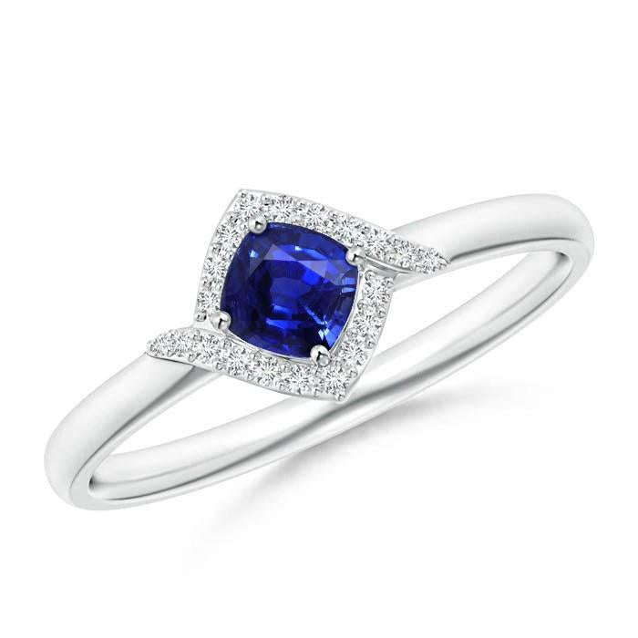 2.25 Carats Ceylon Sapphire And Diamond Promise Ring White Gold 14K - Gemstone Ring-harrychadent.ca
