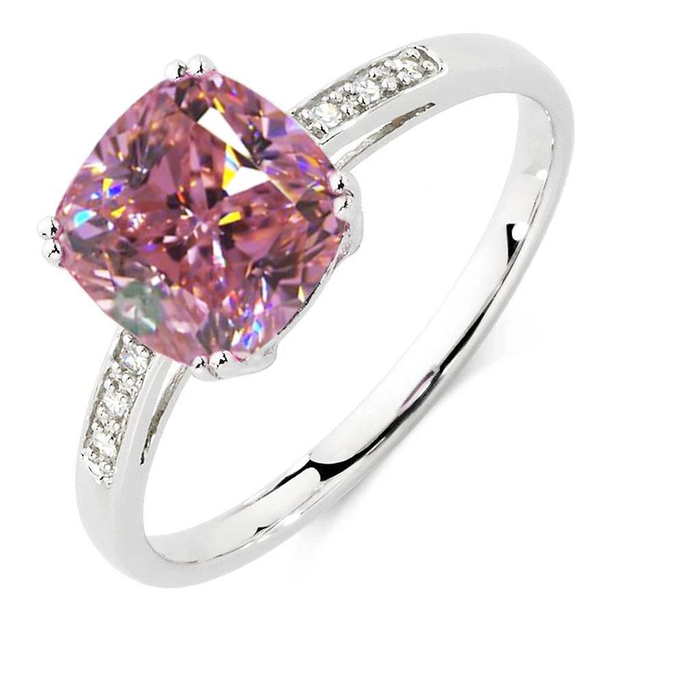 2.25 Carats Pink Sapphire And Diamond Ring White Gold 14K - Gemstone Ring-harrychadent.ca