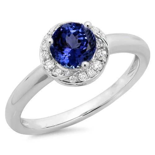 2.25 Carats Round Center Tanzanite Fancy Diamond Ring New - Gemstone Ring-harrychadent.ca