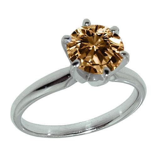 2.25 Ct. Solitaire Champagne Diamond Jewelry Gemstone Ring - Gemstone Ring-harrychadent.ca