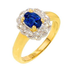 2.26 Ct. Sri Lanka Sapphire Diamonds Halo Ring Two Tone New