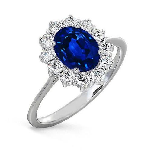 2.40 Carats Ceylon Sapphire And Diamond Ring White Gold 14K - Gemstone Ring-harrychadent.ca