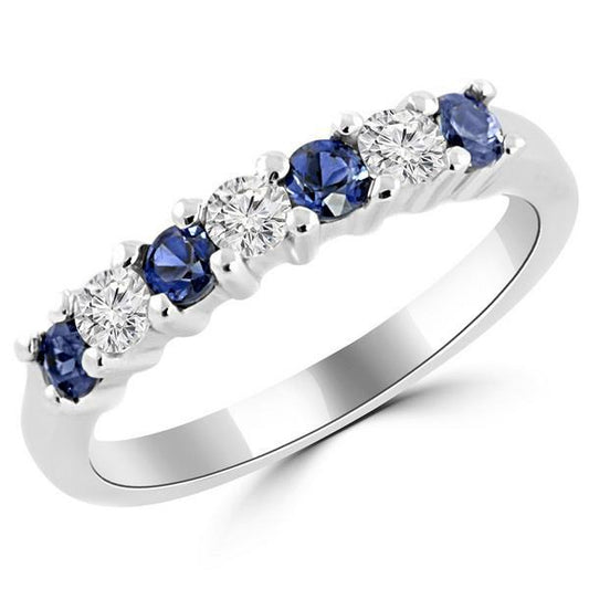 2.45 Ct Round Sri Lanka Sapphire Diamond Wedding Band - Gemstone Ring-harrychadent.ca