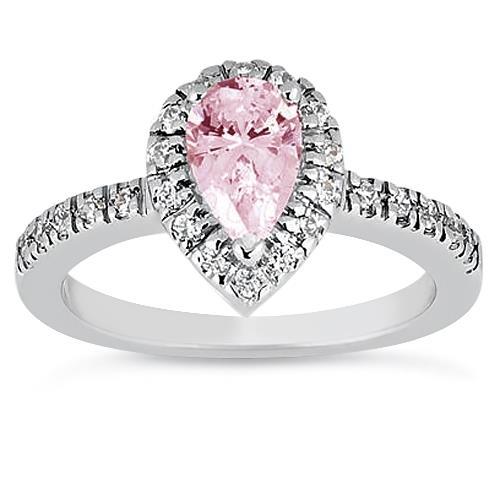 2.46 Ct Pink Pear Halo Gemstone Wedding Anniversary Ring Gold 14K - Gemstone Ring-harrychadent.ca