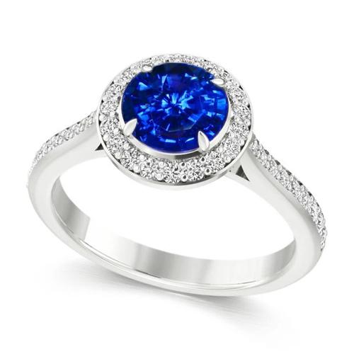 2.5 Ct Sri Lanka Blue Sapphire Round Diamond Ring - Gemstone Ring-harrychadent.ca