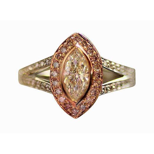 2.50 Carat F Vs1 Diamond Halo Gemstone Ring Two Tone Gold Jewelry - Gemstone Ring-harrychadent.ca