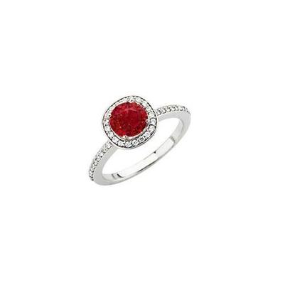 2.50 Carats Red And White Round Ruby Ring Jewelry White Gold 14K - Gemstone Ring-harrychadent.ca