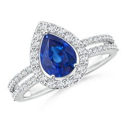 2.50 Ct Pear And Round Cut Sapphire Natural Earth Mined Diamonds Wedding Ring White Gold