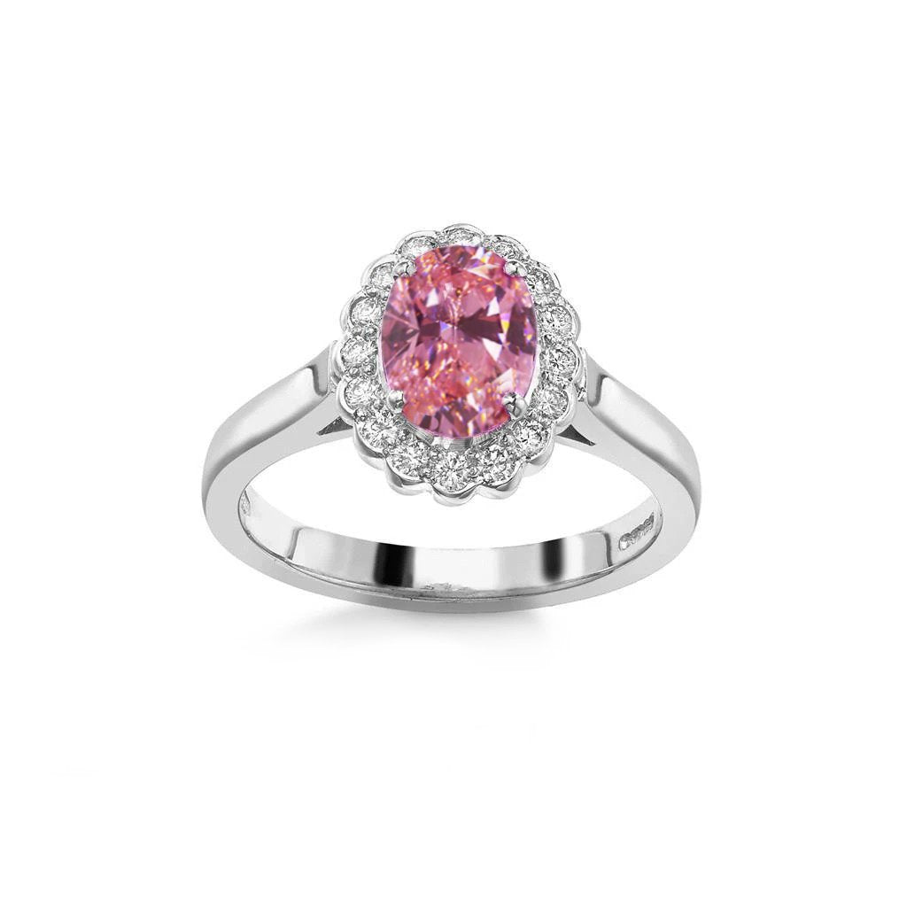 2.50 Ct Pink Sapphire And Round Diamonds Anniversary Ring Gold - Gemstone Ring-harrychadent.ca